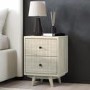 Cream Limewash 2 Drawer Bedside Table with Legs - Beau