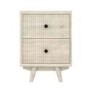 Cream Limewash 2 Drawer Bedside Table with Legs - Beau