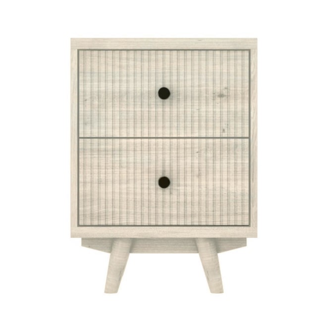 Cream Limewash 2 Drawer Bedside Table with Legs - Beau