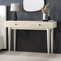 Cream Limewash Dressing Table with Storage Drawers - Beau