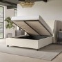 Off-White Velvet Double Ottoman Bed - Bergamo