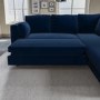 Navy Blue Velvet Right Hand Corner Sofa Bed with Storage - Seats 4 - Boe