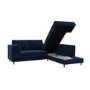 Navy Blue Velvet Right Hand Corner Sofa Bed with Storage - Seats 4 - Boe