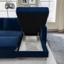 Navy Blue Velvet U-Shaped Left Hand Sofa Bed with Storage - Seats 6 - Boe