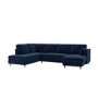 Navy Blue Velvet U-Shaped Left Hand Sofa Bed with Storage - Seats 6 - Boe