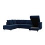 Navy Blue Velvet U-Shaped Left Hand Sofa Bed with Storage - Seats 6 - Boe