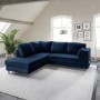 Navy Velvet Left Hand Corner Sofa Bed with Storage - Seats 4 - Boe