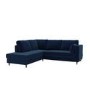 Navy Velvet Left Hand Corner Sofa Bed with Storage - Seats 4 - Boe