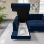 Navy Velvet Left Hand Corner Sofa Bed with Storage - Seats 4 - Boe