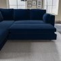 Navy Velvet Left Hand Corner Sofa Bed with Storage - Seats 4 - Boe