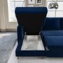 Navy Blue Velvet U-Shaped Right Hand Facing Sofa Bed with Storage - Seats 6 - Boe