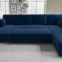 Navy Blue Velvet U-Shaped Right Hand Facing Sofa Bed with Storage - Seats 6 - Boe