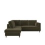 Khaki Green Velvet Left Hand Corner Sofa Bed with Storage - Seats 4 - Boe