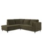 Khaki Green Velvet Left Hand Corner Sofa Bed with Storage - Seats 4 - Boe