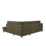 Khaki Green Velvet Right Hand Corner Sofa Bed with Storage - Seats 4 - Boe