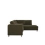 Khaki Green Velvet Right Hand Corner Sofa Bed with Storage - Seats 4 - Boe