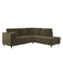 Khaki Green Velvet Right Hand Corner Sofa Bed with Storage - Seats 4 - Boe