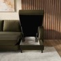 Khaki Green Velvet U-Shaped Left Hand Sofa Bed with Storage - Seats 6 - Boe