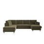 Khaki Green Velvet U-Shaped Left Hand Sofa Bed with Storage - Seats 6 - Boe