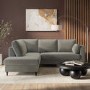 Grey Velvet Left Hand Corner Sofa Bed with Storage - Seats 4 - Boe