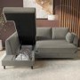 Grey Velvet Left Hand Corner Sofa Bed with Storage - Seats 4 - Boe