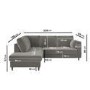 Grey Velvet Left Hand Corner Sofa Bed with Storage - Seats 4 - Boe