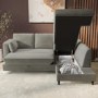 Grey Velvet Right Hand Corner Sofa Bed with Storage - Seats 4 - Boe