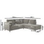 Grey Velvet Right Hand Corner Sofa Bed with Storage - Seats 4 - Boe