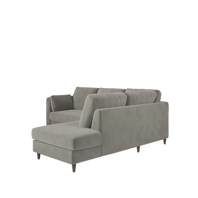 Grey Velvet Right Hand Corner Sofa Bed with Storage - Seats 4 - Boe