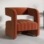 Orange Velvet Accent Chair with Ribbed Detail - Boni