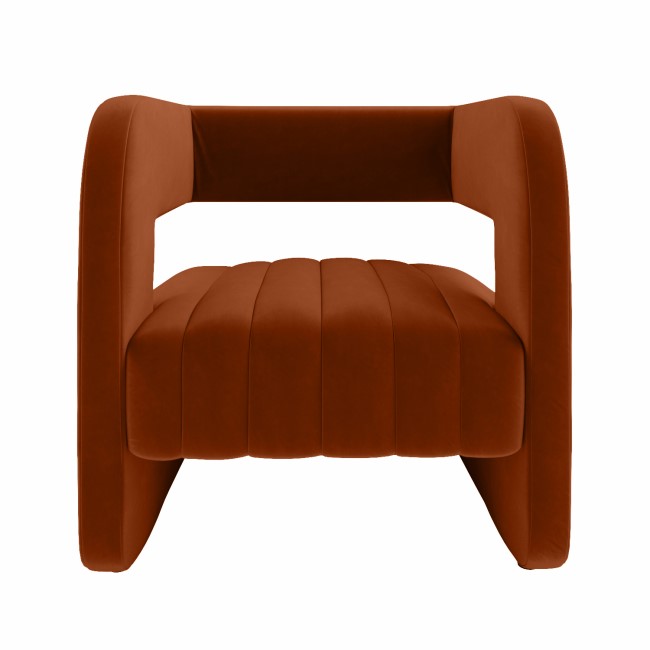 Orange Velvet Accent Chair with Ribbed Detail - Boni