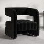 Black Velvet Accent Chair with Ribbed Detail - Boni