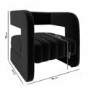 Black Velvet Accent Chair with Ribbed Detail - Boni