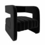 Black Velvet Accent Chair with Ribbed Detail - Boni