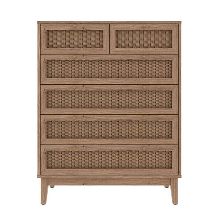 Tall Rattan Chest of 6 Drawers - Bordeaux - LPD