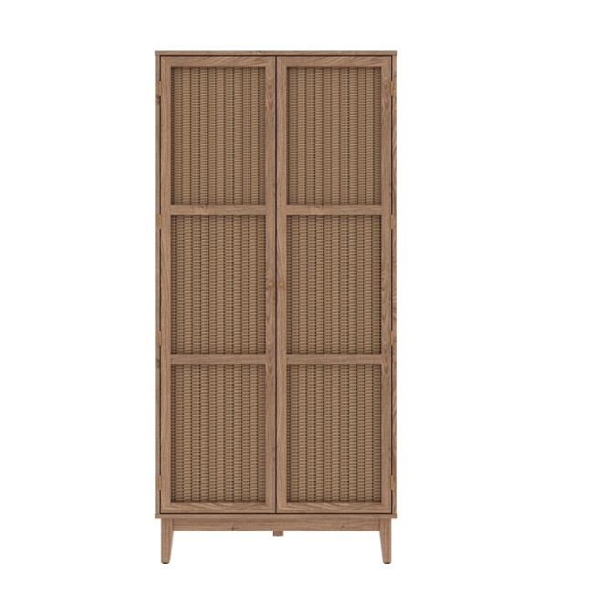 Rattan Rustic 2 Door Double Wardrobe - Bordeaux - LPD