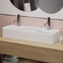 White Square Countertop Double Basin 800mm - Bowen