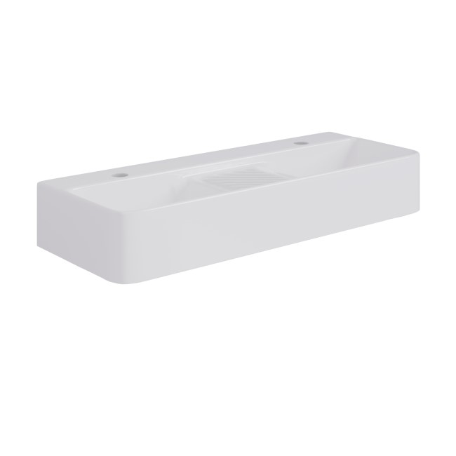 White Square Countertop Double Basin 800mm - Bowen