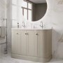 1200mm Beige Curved Freestanding Double Vanity Unit with Basin - Bowland