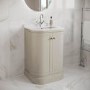 600mm Beige Curved Freestanding Vanity Unit with Basin - Bowland