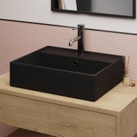 Matt Black Square Countertop Basin 497mm - Bowen