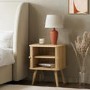 Oak Mid-Century Bedside Table with Tambour Doors – Breuer