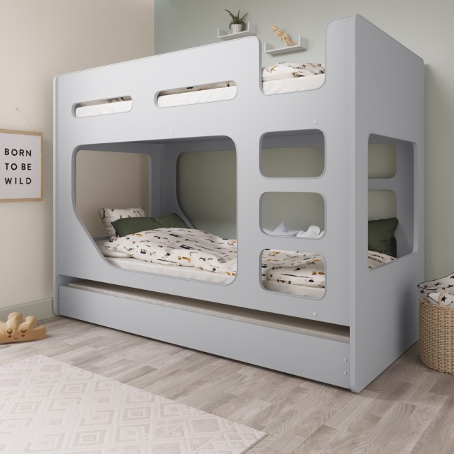 Grey Pod Bunk Bed with Trundle - Braxton