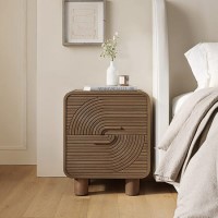 Mango Wood 2-Drawer Retro Bedside Table - Braiyaz