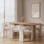 Extendable Dining Table Set with 6 Cream Boucle Curved Chairs- Seats 6 - Jarel