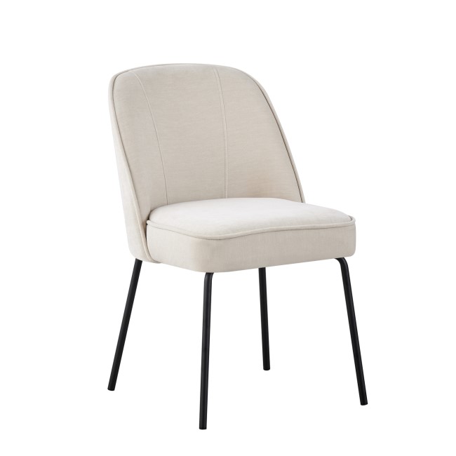 Set of 2 Beige Fabric Dining Chairs with Piped Detail - Leighton