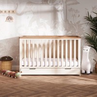 Evie Cot Bed with drawer in cashmere - Obaby 