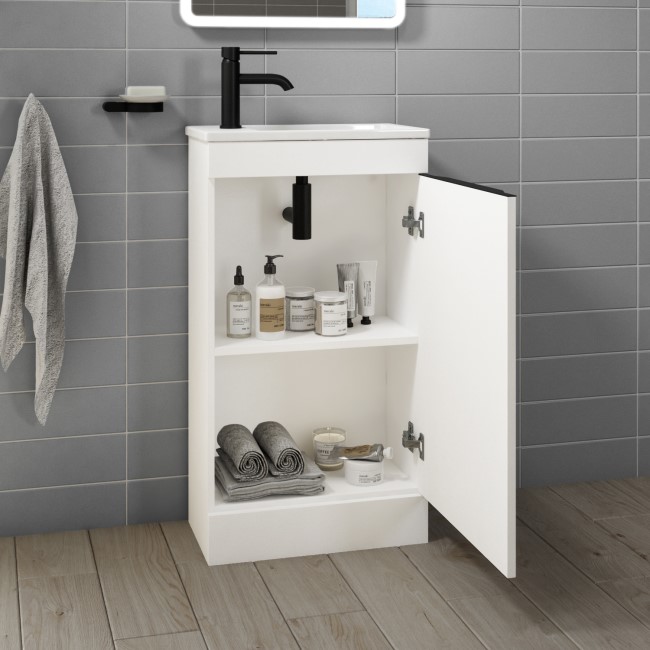 460mm White Cloakroom Freestanding Vanity Unit with Basin - Sion