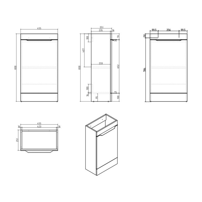 460mm White Cloakroom Freestanding Vanity Unit with Basin - Sion