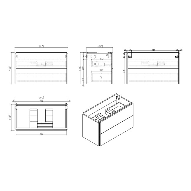 1000mm White Freestanding Vanity Unit with Basin - Nero